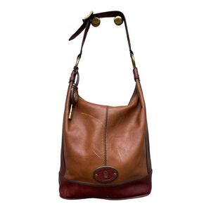 Fossil vintage reissue brown leather hobo bag brass zipper hardware tote shopper